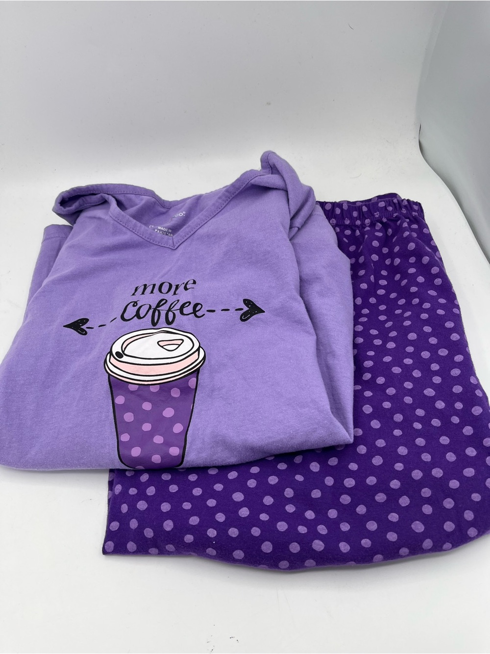 Women’s Purple 'More Coffee' Long Sleeve Pajama Set - Cozy Lounge Set